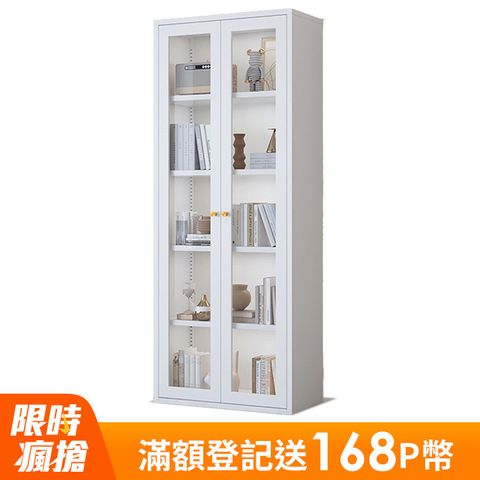 ANDYMAY2 鋼鐵職人全碳鋼簡約耐重收納櫃_落地雙門款 70寬180落地 (鋼化玻璃櫃門/展示櫃/儲物櫃/玩偶櫃)