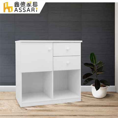 ASSARI -防潮防蛀塑鋼緩衝一門二抽置物櫃(寬84x深43x高92cm)