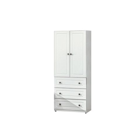 Birdie-莫琳2.5尺二門三抽白色衣櫃/衣櫥
