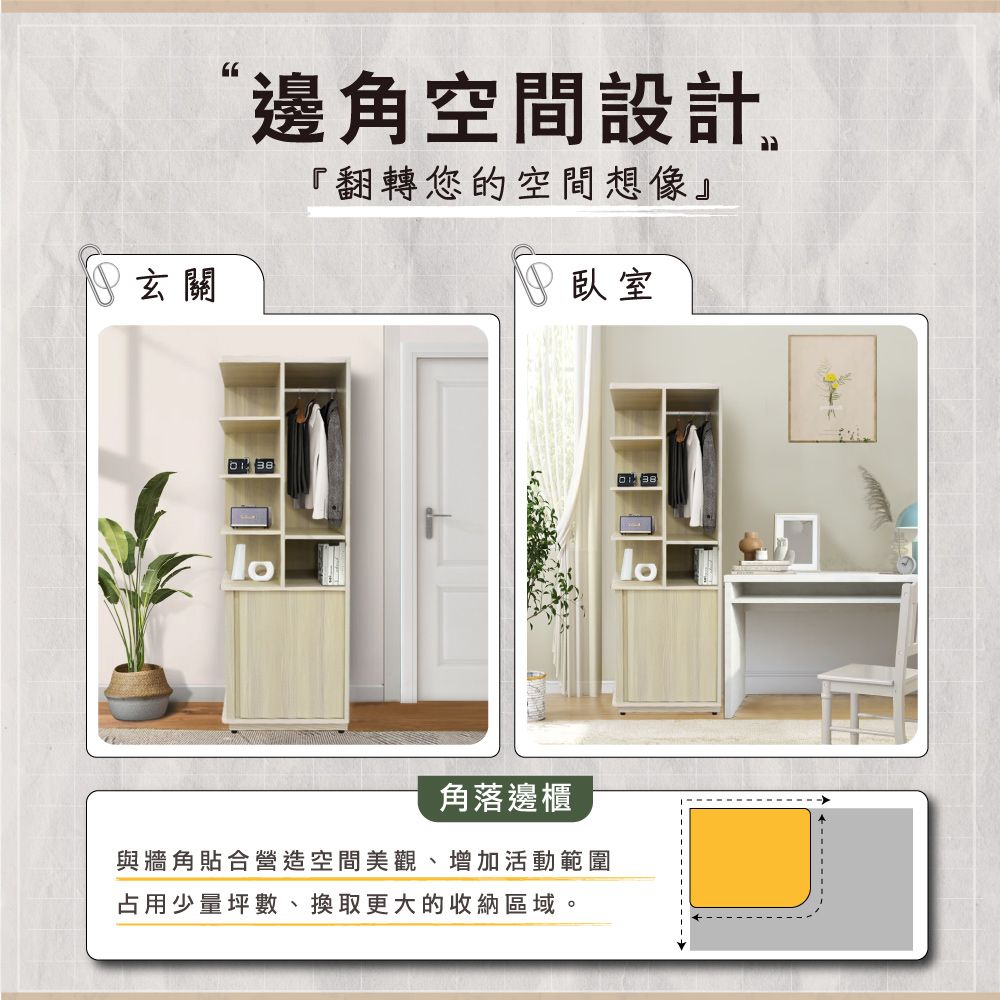IHouse 愛屋家具 品田 吊掛衣櫃邊櫃/衣櫥/轉角櫃/收納櫃