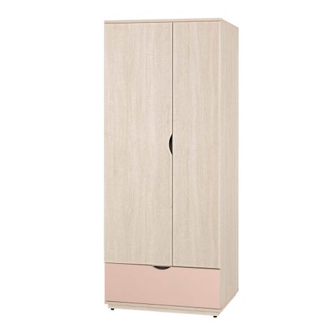 Bernice-安斯2.5尺粉色二門單抽衣櫃(單吊桿)