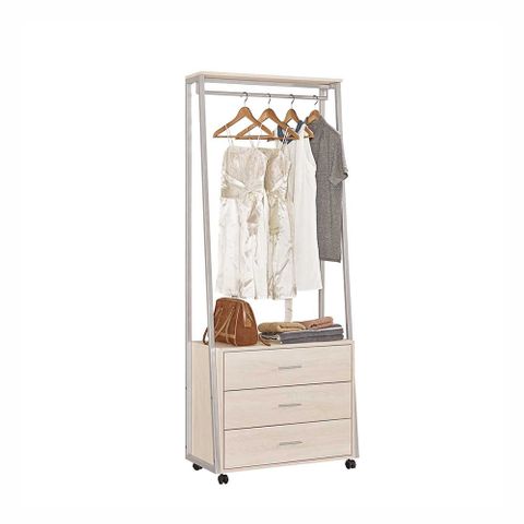 Bernice-戴米2.7尺簡約開放式衣櫃/活動式三抽衣櫃