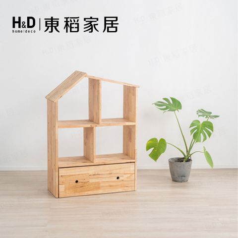【H&D東稻家居】自然木語系列 -原木小木屋置物架-DIY自行組裝