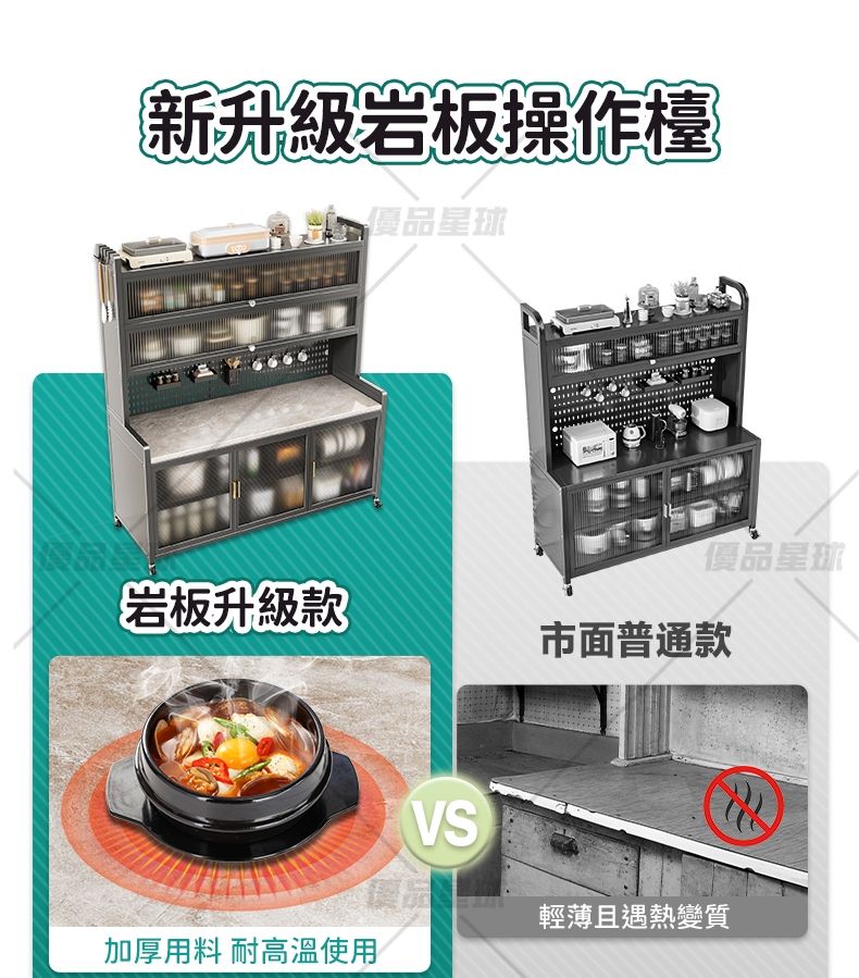 新升級岩板操作檯優品優品岩板升級款市面普通款VS輕薄且遇熱變質加厚用料 耐高溫使用