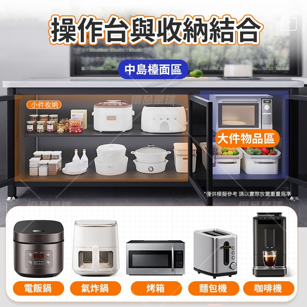 優品星球 岩板對開門餐廚櫃 120公分 護欄 PC 款(餐櫃 電器櫃 餐邊櫃 中島櫃 廚房櫃 置物櫃 收納櫃)