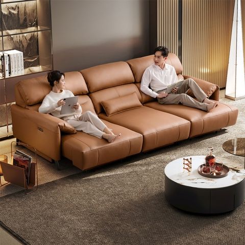 芝華仕頭等艙 頭層牛皮 三人加大電動沙發床組附USB 30306 亞駝色