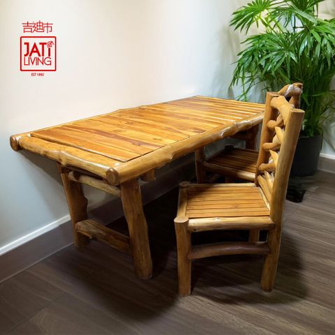 吉迪市柚木家具 【吉迪市100%全柚木家具】古木交叉椅背餐椅 工作椅 休閒椅 靠背椅 EFACH006