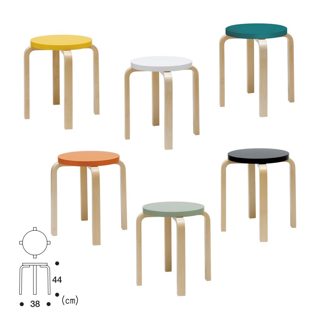 北歐櫥窗 Artek Stool E60 Paimio 四腳圓凳鮮黃