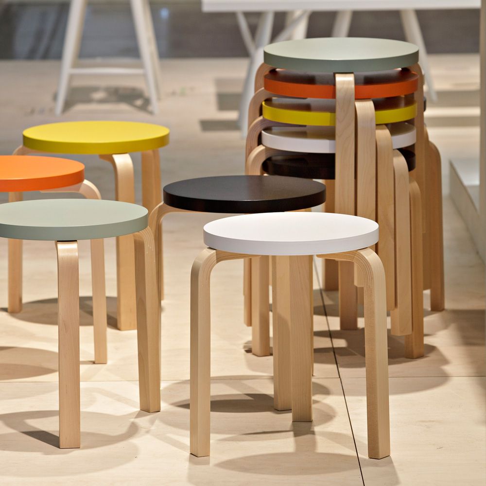 北歐櫥窗 Artek Stool E60 Paimio 四腳圓凳鮮黃