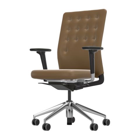 【北歐櫥窗】Vitra ID Trim 全能筆挺辦公椅（中背、駝棕色皮革、3D 扶手）
