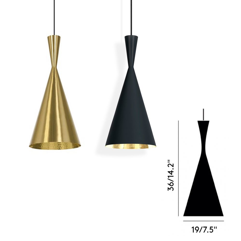 北歐櫥窗 Tom Dixon Beat Pendant Tall Black 黑金壺形 LED 吊燈錐瓶220V