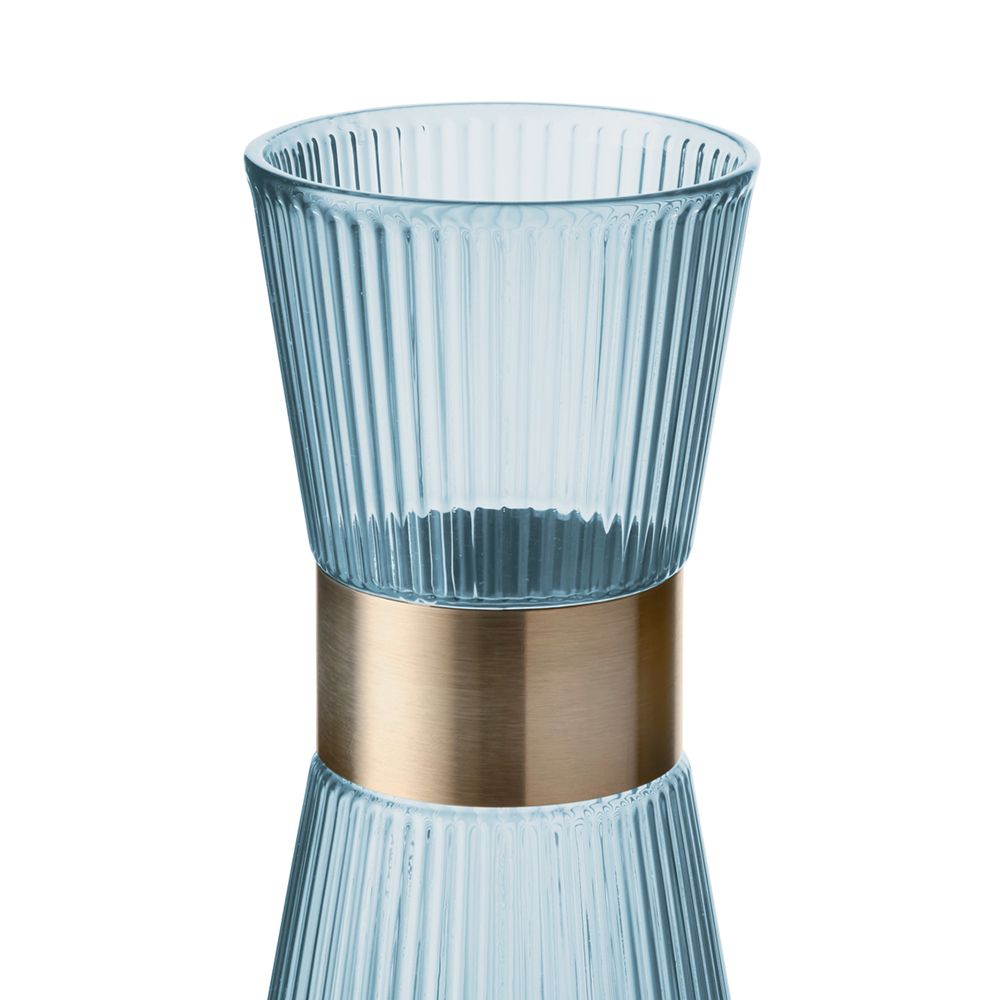 北歐櫥窗 Rosendahl Grand Cru 摺紋玻璃水瓶（1L、限量海沫藍）