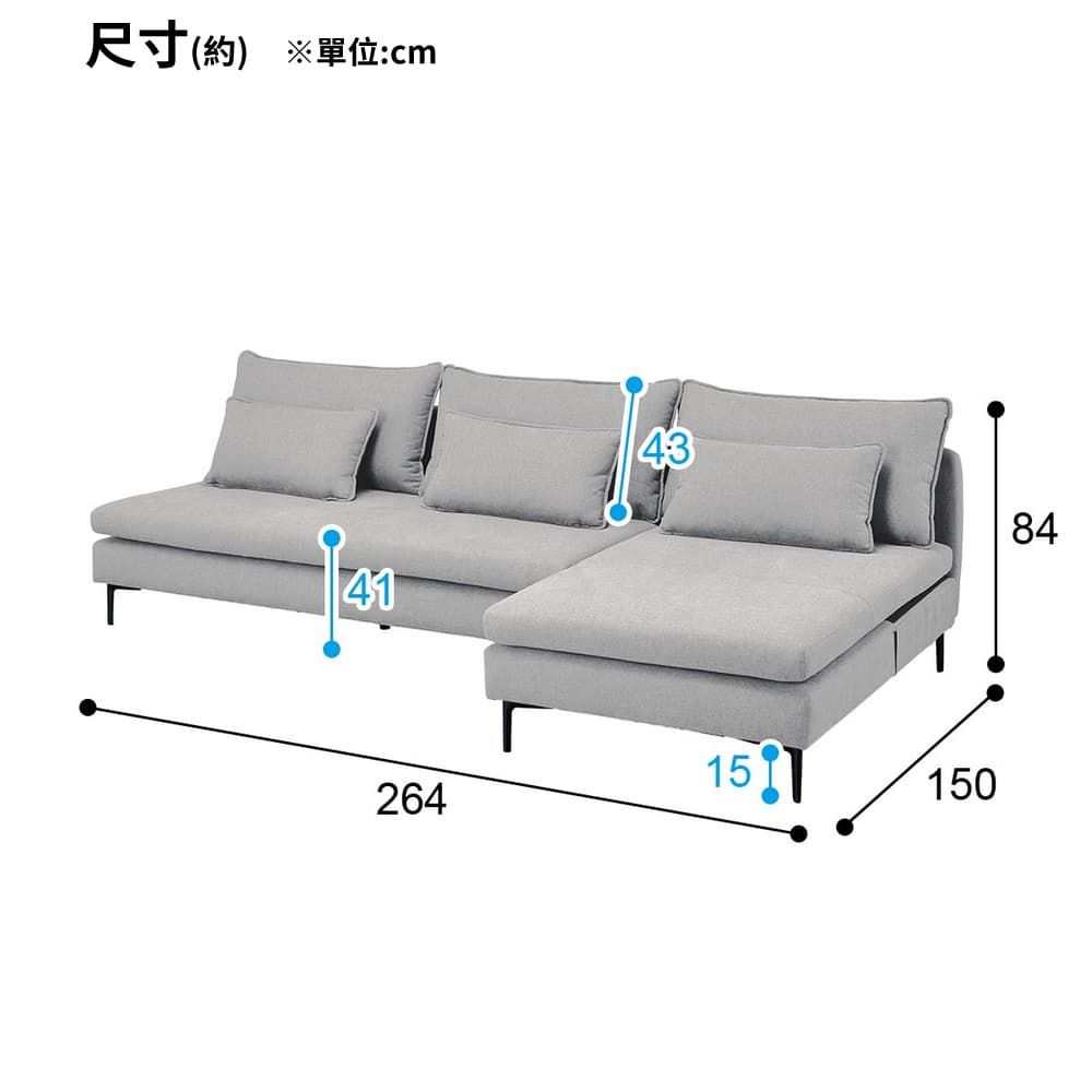 NITORI 宜得利家居 耐磨耐刮 防潑水貓抓布 布質L型無扶手沙發 MS01 N-S布 AQ-LGY