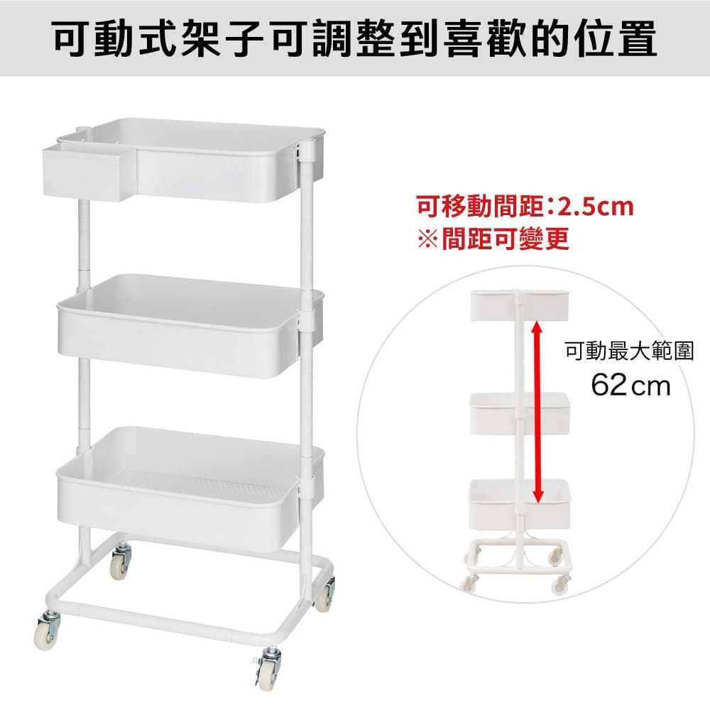 NITORI 宜得利家居 (網購限定)鋼製工作推車 TOROLLEY3 WH (EC)