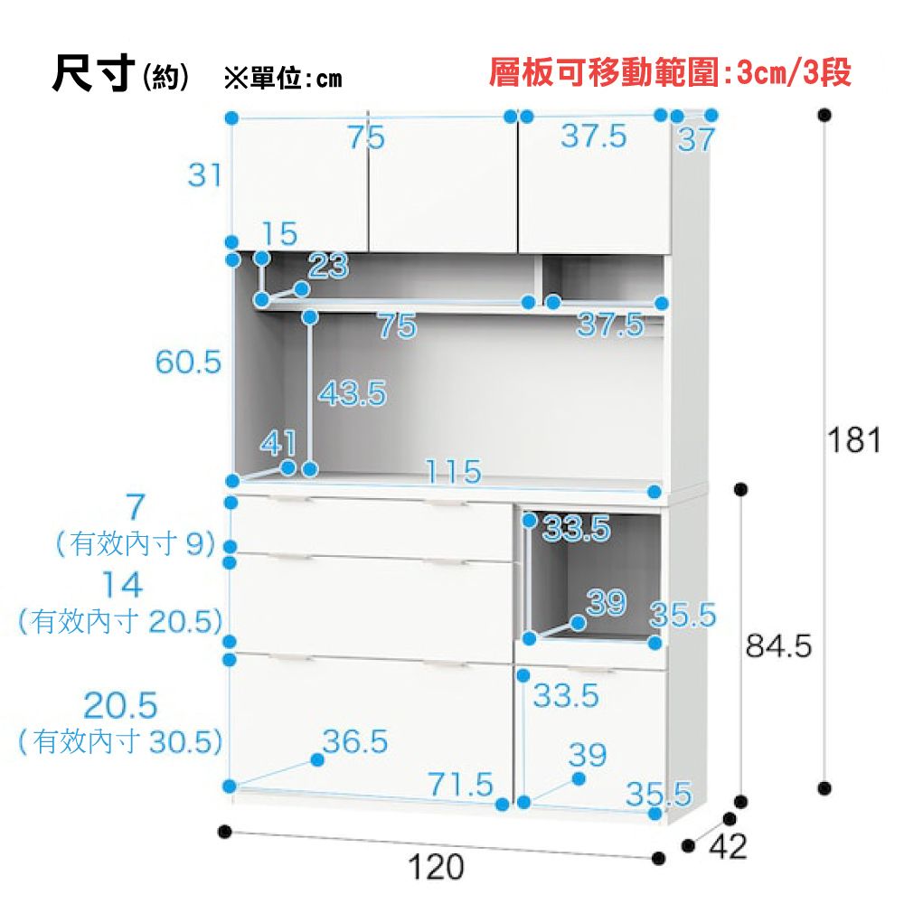 NITORI 宜得利家居 櫥櫃 ETONA 120KB WH/SI TW