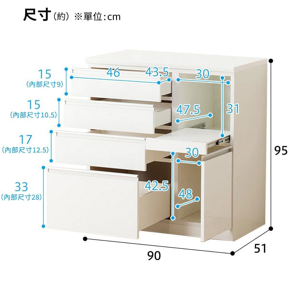 NITORI 宜得利家居 組合式廚房櫃台 餐邊櫃 RESUME 90CT QH-R WH NC TW