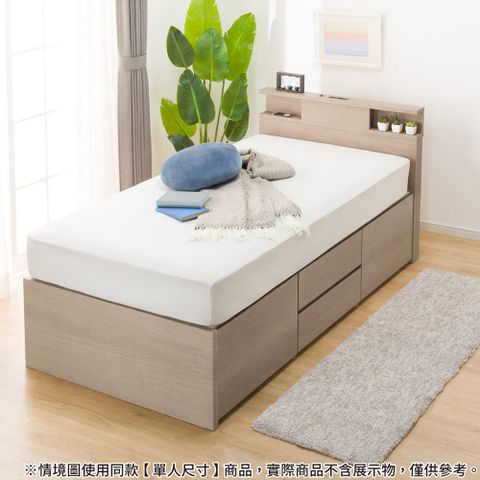 【NITORI 宜得利家居】◎雙人床座 床架 N-ZIO-C BOX GW 附充電孔 附小夜燈