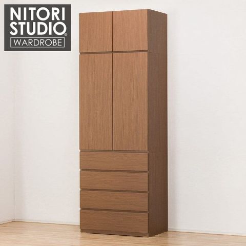 【NITORI 宜得利家居】◎耐震機能 衣櫥 附上櫃 PORTE-D 80BC 80U-D MBR
