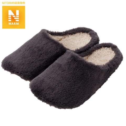 NITORI 宜得利家居 【DECO HOME商品】吸濕發熱 包頭室內拖鞋 N WARM FUR GY L