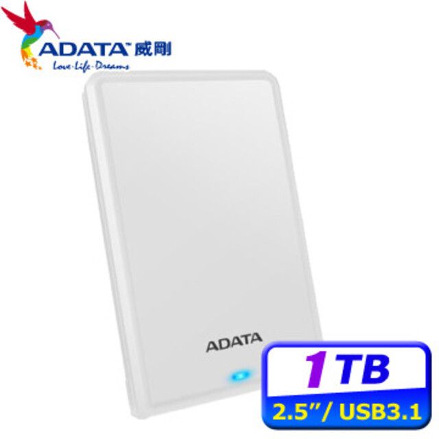 ADATA 威剛  HV620S 1TB(白) 2.5吋行動硬碟