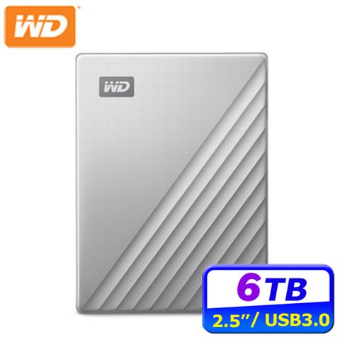 WD 威騰 My Passport Ultra for Mac USB-C 6TB 2.5吋行動硬碟(炫光銀)