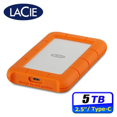 抗摔防水💪強悍耐撞【LaCie】Rugged USB-C 5TB 行動硬碟 (STFR5000800)