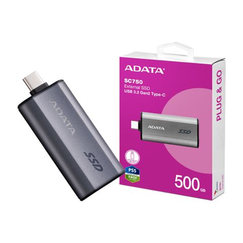 ADATA 威剛 SC750 500GB 外接式固態硬碟SSD(鈦灰)