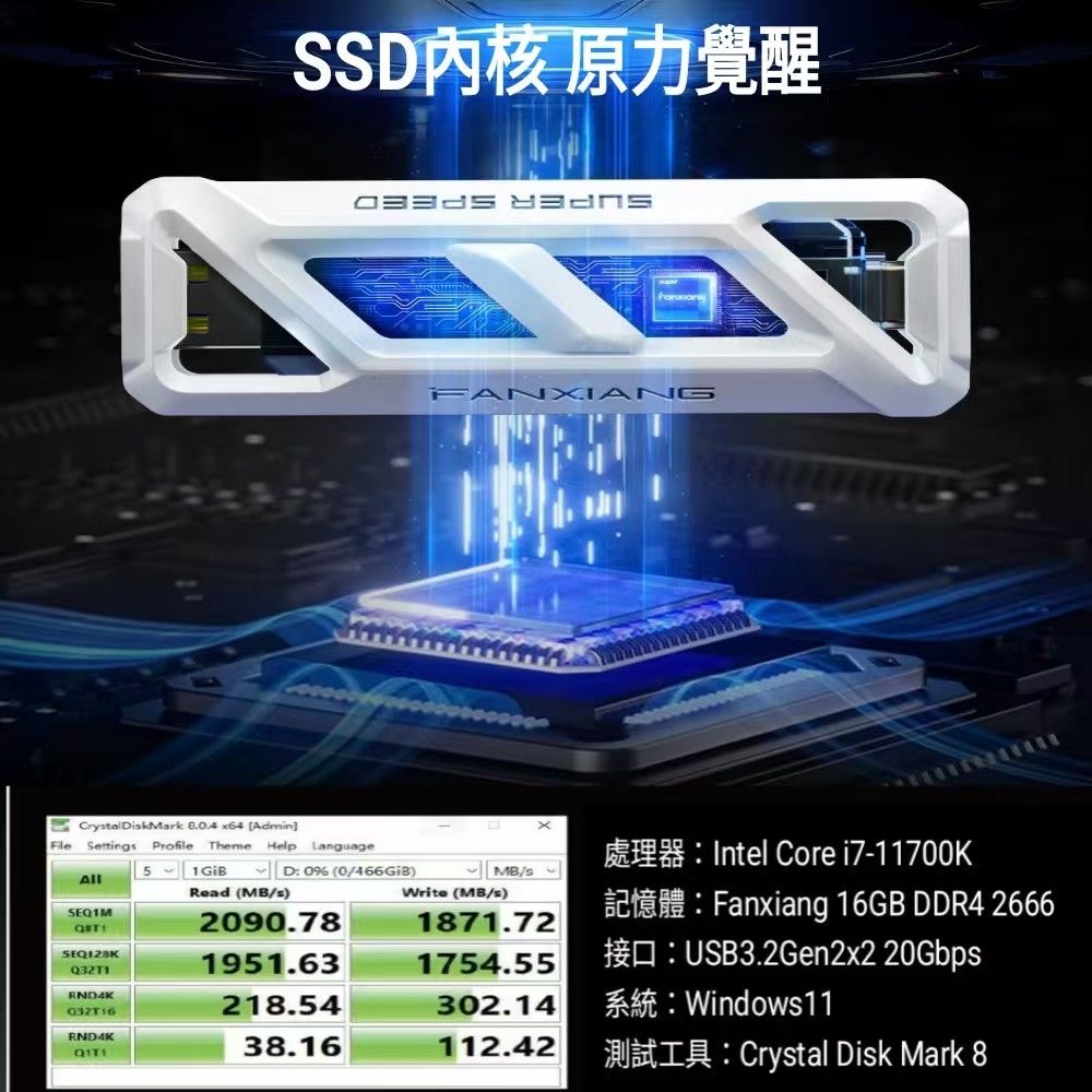 FANXIANG 梵想 F958 USB3.2Gen2x2 Type-C雙頭固態硬碟SSD 讀速2050MB/s保固5年適用iphone15/16及安卓手機