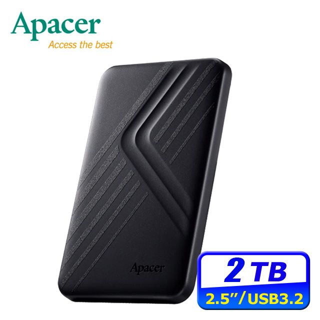 Apacer 宇瞻 AC236 2TB USB3.2 Gen1行動硬碟-時尚黑