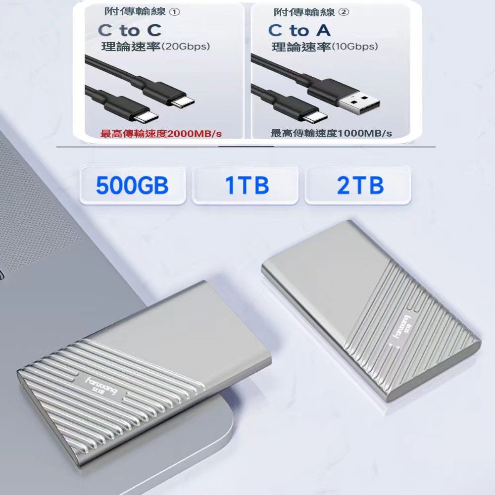 FANXIANG 梵想 2TB USB3.2Gen2x2 Type-C移動式固態硬碟SSD手機電腦兩用 讀速2000MB/s保固5年