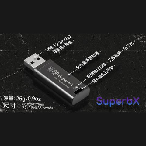 TRIDENITE 500 Go Clé USB SSD Portable, USB 3.2 Gen2x2 SuperSpeed+,  Compatible UASP, Protection du Corps en métal SuperbX. Vitesses Ultra  jusqu'à 1000
