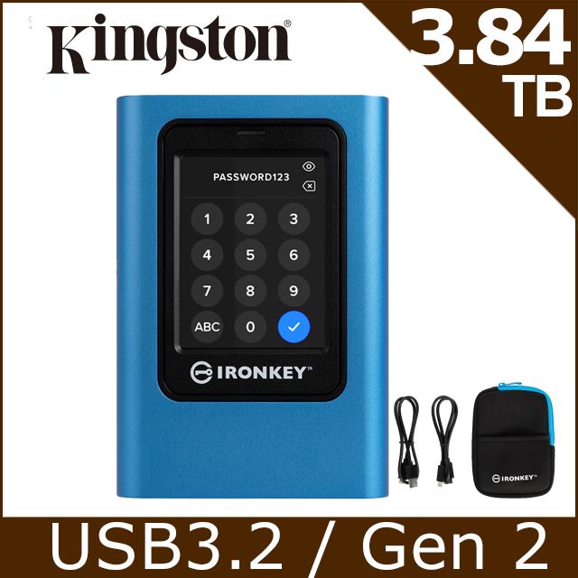 Kingston 金士頓 IronKey Vault Privacy 80 3.84TB 加密外接固態硬碟 (IKVP80ES/3840G)