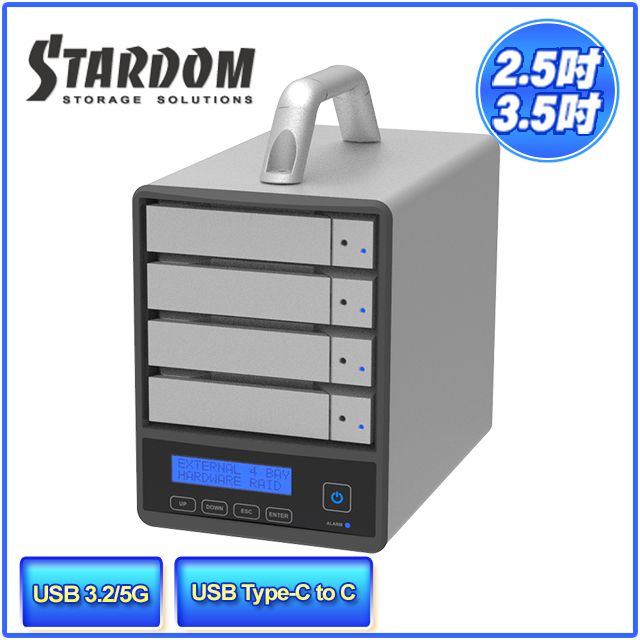 STARDOM  SR4-B31+ 3.5吋硬碟(HDD)/2.5吋固態硬碟(SSD) USB3.2 Type-C 4bay 磁碟陣列外接盒 /儲存/充電/螢幕擴充 一次滿足