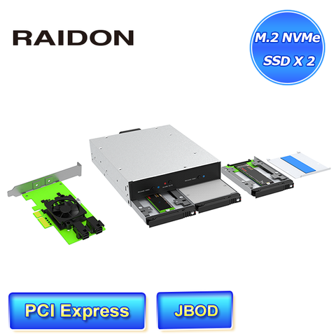 STARDOM RAIDON HiU2300-U6P3 雙槽可熱插拔 M.2 NVMe SSD 內接式硬碟抽取盒總頻寬達40Gbps