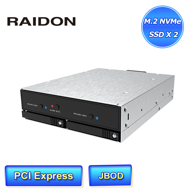 STARDOM RAIDON HiU2300-U6P3 雙槽可熱插拔 M.2 NVMe SSD 內接式硬碟抽取盒總頻寬達40Gbps