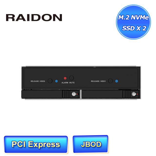 STARDOM RAIDON HiU2300-U6P3 雙槽可熱插拔 M.2 NVMe SSD 內接式硬碟抽取盒總頻寬達40Gbps