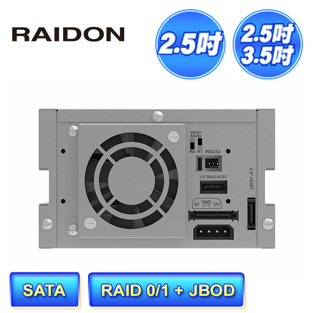 STARDOM RAIDON iR2624 2+1槽 適用3.5吋/2.5吋SATA硬碟或固態硬碟(SSD) 內接式磁碟陣列硬碟抽取盒