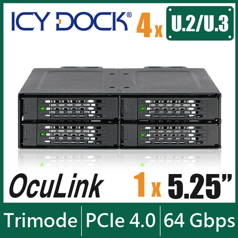 ICY DOCK 4層式 2.5NVMe U.2/U.3 SSD PCIe 4.0 硬碟抽取盒 (MB699VP-B V3)