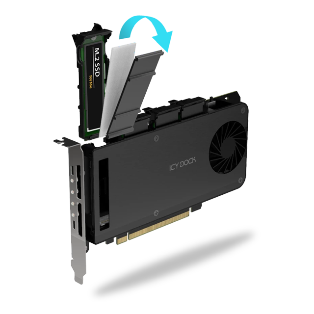 ICY DOCK 4層 M.2 NVMe 轉 PCIe 4.0 x16 抽取式硬碟盒 PCIe擴充插槽專用 主機板需支援PCIe拆分功能 (MB204MP-1B)