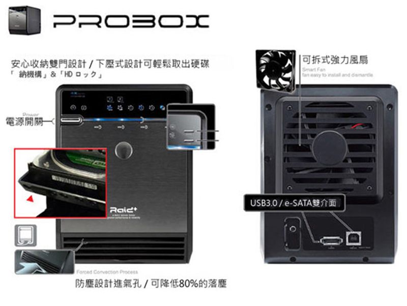 PROBOX 3.5吋USB3.0+e-SATA雙介面4層式多媒體硬碟外接盒- PChome 24h購物