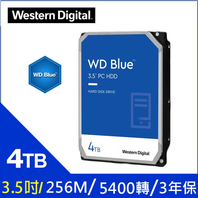 WD【藍標】(WD40EZAZ) 4TB/5400轉/256MB/3.5吋/3Y - PChome 24h購物