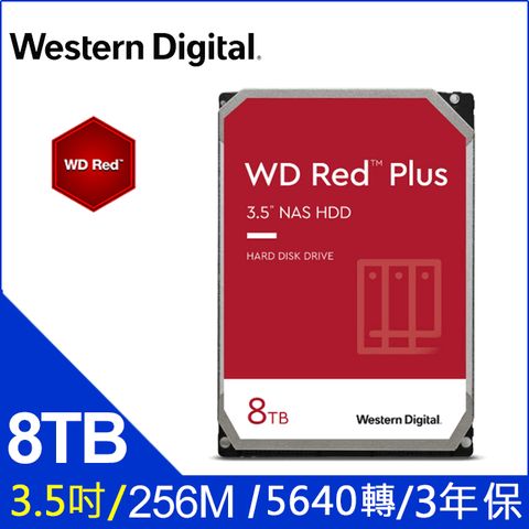 WD 威騰 [8入組] 【紅標Plus】(80EFPX) 8TB/5640轉/256MB/3.5吋/3Y