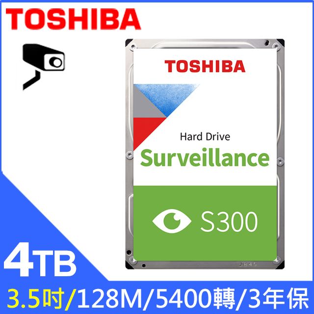 TOSHIBA 東芝 [4入組]【S300】4TB 3.5吋 AV影音監控硬碟(HDWT840UZSVA)