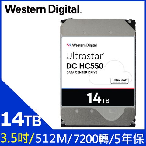 WD【Ultrastar DC HC550】14TB 3.5吋企業級硬碟(WUH721814ALE6L4/0F38581)