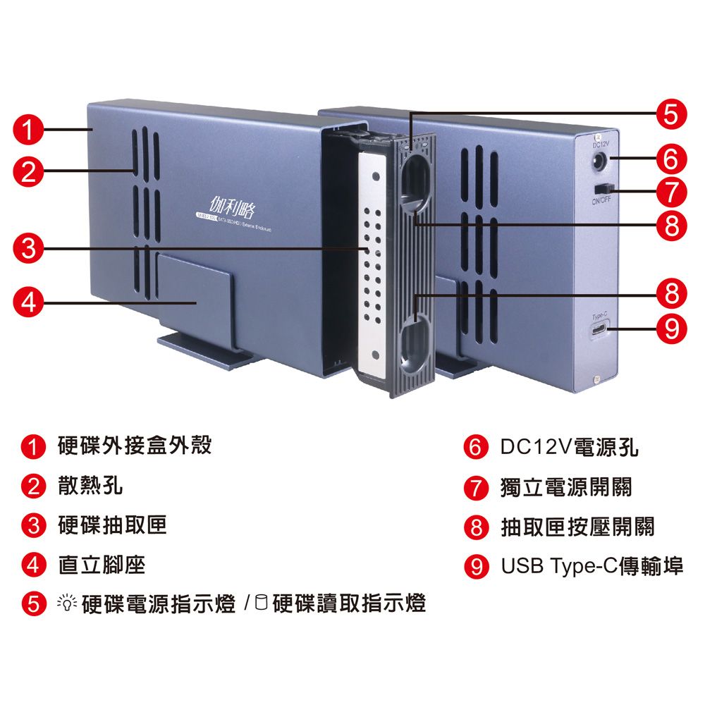 伽利略 USB3.2 10G 2.5/3.5" SSD & SATA 抽取式硬碟外接盒