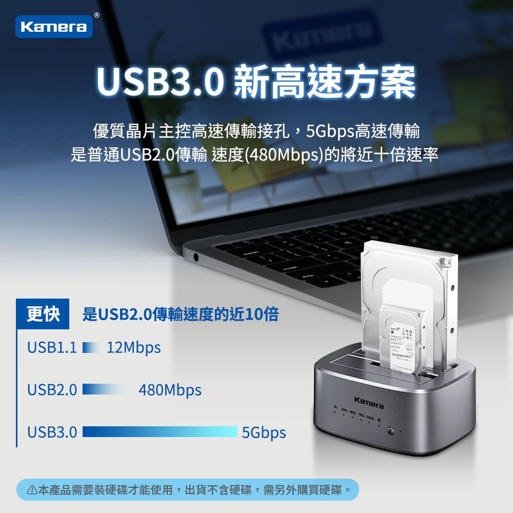 Kamera 佳美能 2.5/3.5吋 SATA 硬碟拷貝機 一鍵離機對拷 6228US3-C