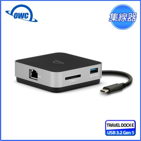 OWC USB-C TRAVEL DOCK E(USB-C、USB-A、SD Card、Gigabit 乙太網、HDMI 隨身 USB-C 擴充座)*線材可收藏至底部收納槽*