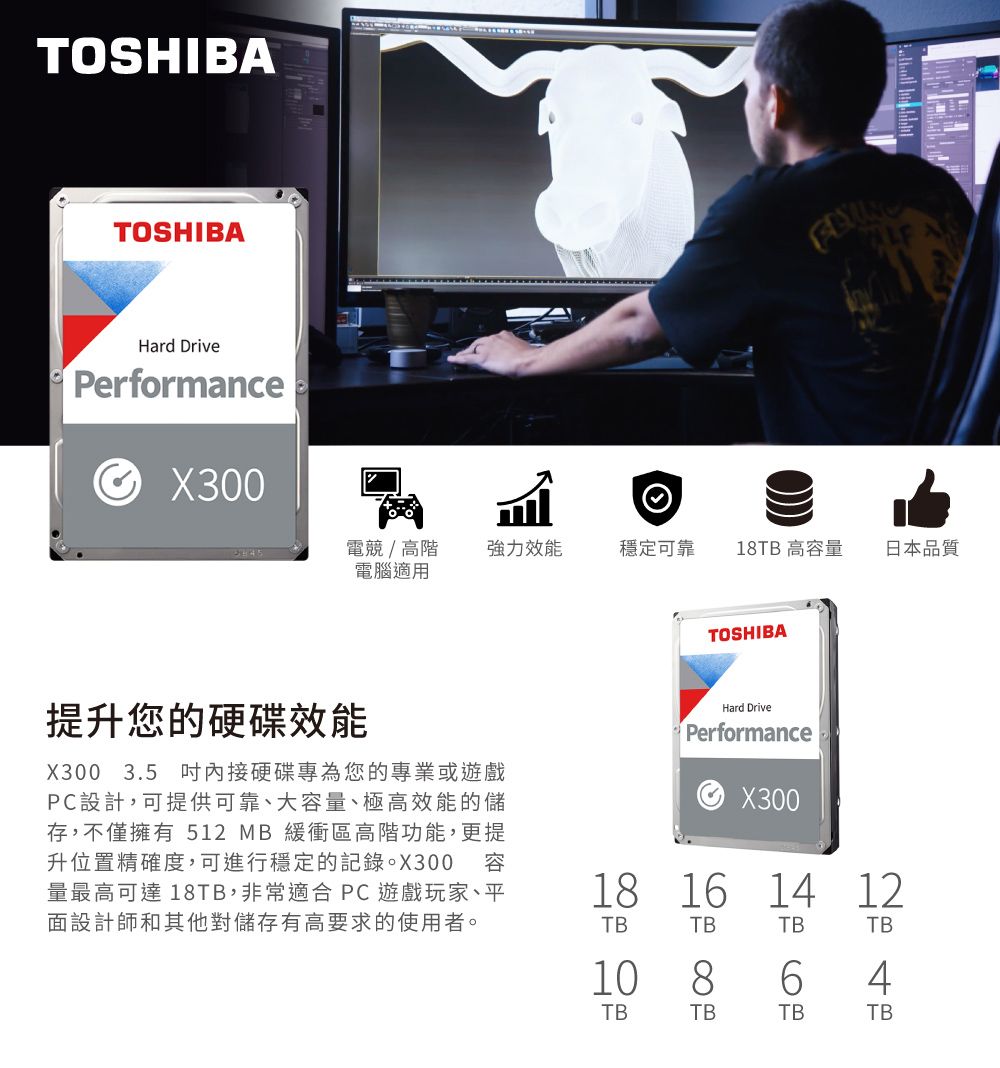 Toshiba【X300】桌上型(HDWR460UZSVA) 6TB /7200轉/256MB/3.5吋/3Y