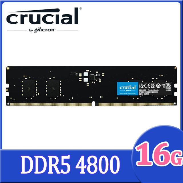 Micron Crucial 美光DDR5 4800 16G 桌上型記憶體(CT16G48C40U5