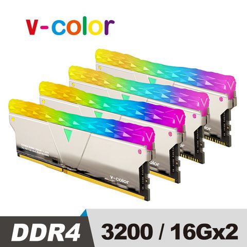 v-color 全何 SCC kit2+2 DDR4 3200 32GB (16GBx2) RGB 桌上型超頻記憶體+虛擬燈條模組